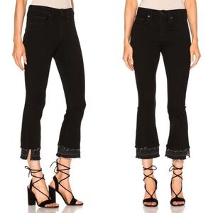 RAG And Bone 10” Crop Flare Coal Double Hem Jeans